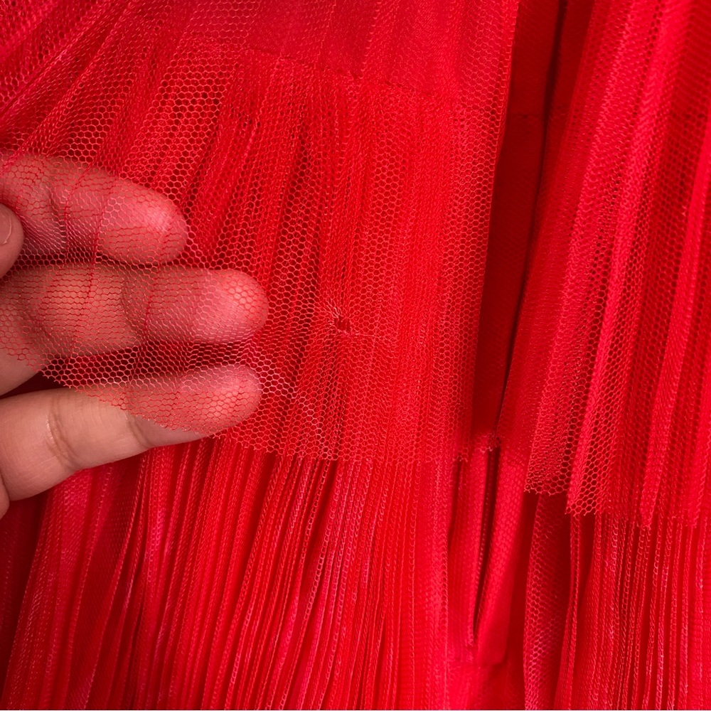 Anthropologie Hutch‎ Evie Strapless Tiered Maxi Dress Red Size 4 Tulle - Picture 7 of 8